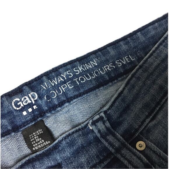 Gap Jeans Always Skinny Light Wash Blue Stretch Denim Pants Women's 4/27- HEMMED - Picture 9 of 10